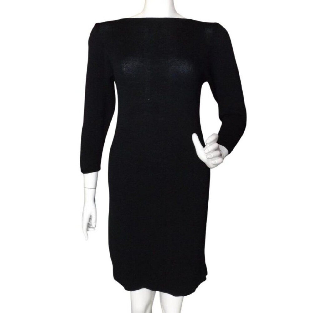 Vintage ST. JOHN Neiman Marcus Dress, S, Black, Classic STJ Knit, 3/4 sleeve